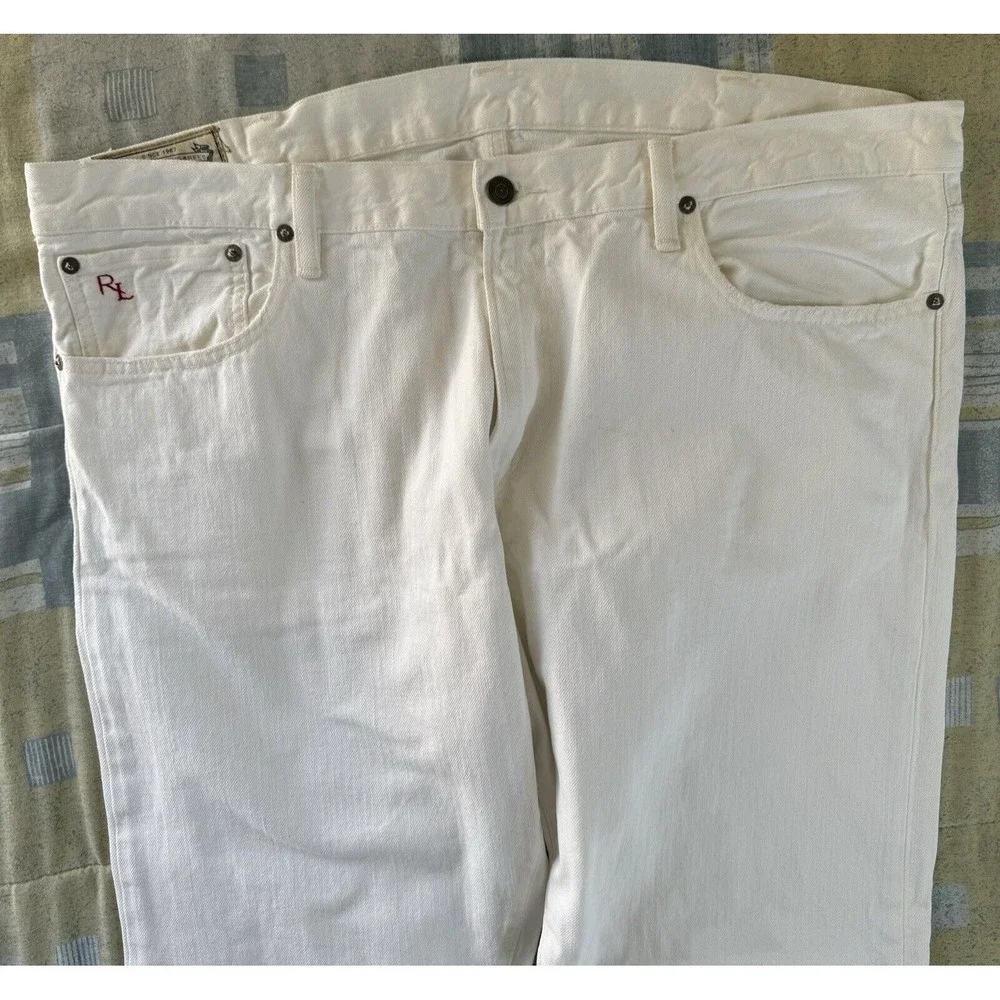 Polo Ralph Lauren Varick Slim Straight Casual Denim White Jeans Mens Size 40x32 - Picture 4 of 16